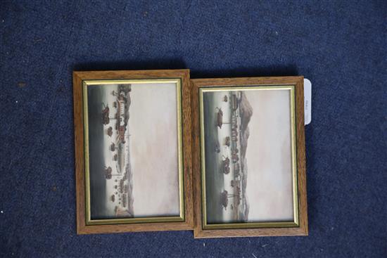 Chinese School circa 1810-20, a pair of watercolour on ivory of two river views, one depicting Whampoa anchorage, 8.5cm x 13cm